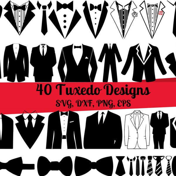 40 Tuxedo SVG Bundle, Suit svg, Tuxedo svg, Tuxedo dxf, Tuxedo png, Tuxedo eps, Tuxedo vector, Tuxedo cut files, Tuxedo monograma