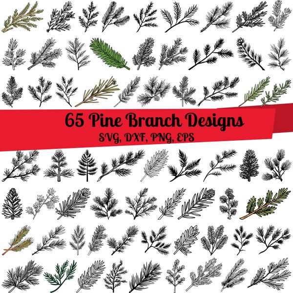 65 Pine Branch SVG Bundle, Spruce Tree svg,Pine Needles svg, Pine Branch dxf, Pine Branch png, Fir Branch svg, Pine Branch vector