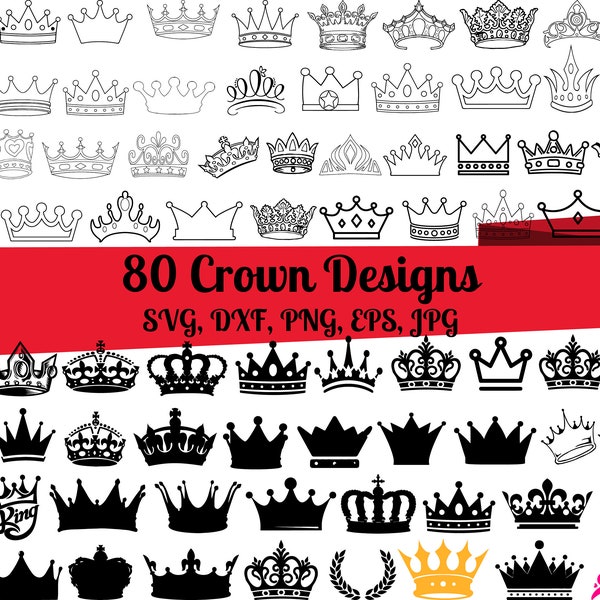 80 Crown SVG Bundle, Royal Crown SVG, King Crown svg, Queen Crown svg, Crown dxf,Crown png,Crown eps,Crown vector,Crown cut files,Crowns svg