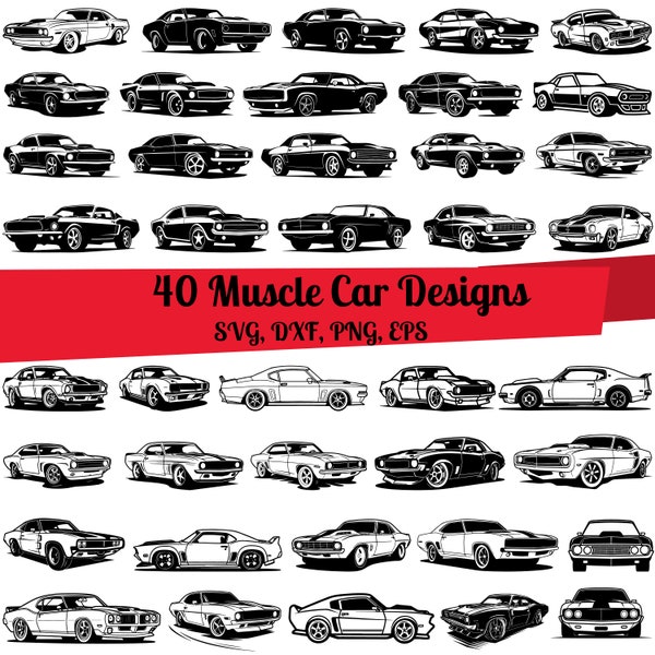 40 Muscle Car SVG Bundle, Muscle Car svg, Muscle Car dxf, Muscle Car png, Muscle Car eps, Muscle Car vector, American Car svg,Automobile svg