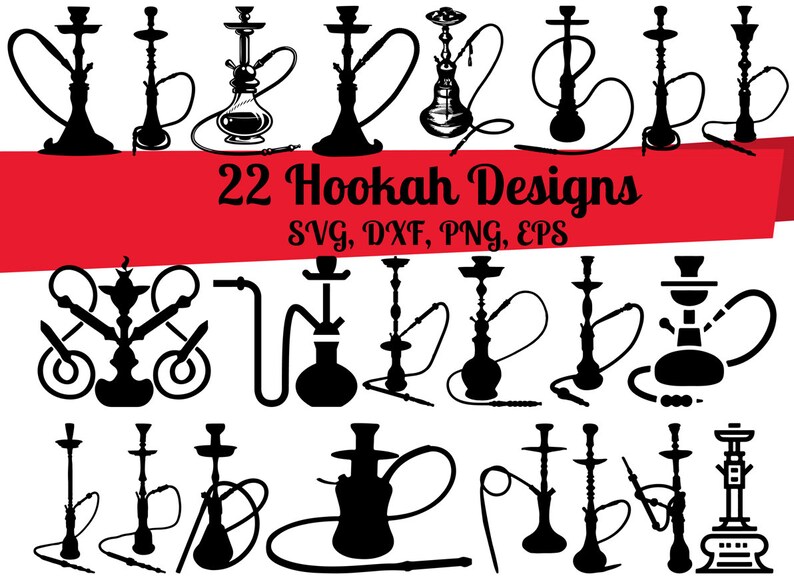 22 Hookah SVG Bundle, Hookah svg, Shisha Svg, Hookah Shape svg, Hookah