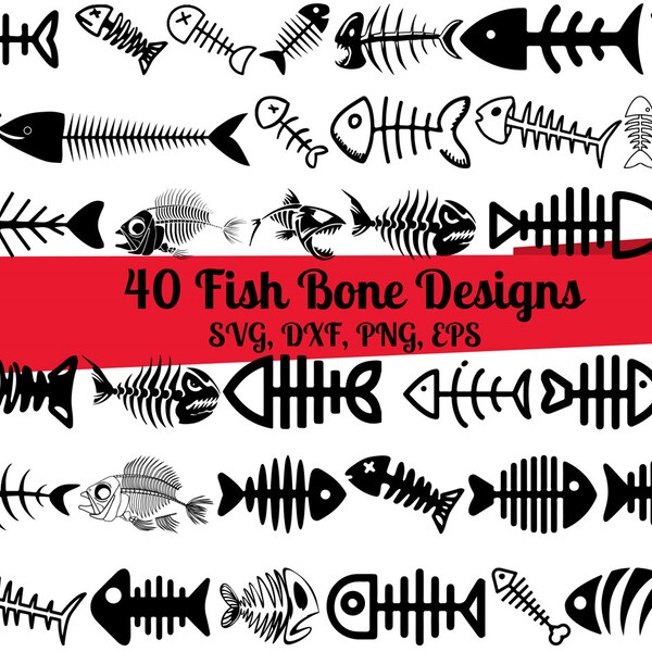 40 Fish Bone SVG Bundle, Fish Bone svg, Fishbone svg, Fish Skeleton svg, Fish Bone dxf, Fish Bone png, Fish Bone eps,Fish Bone vector