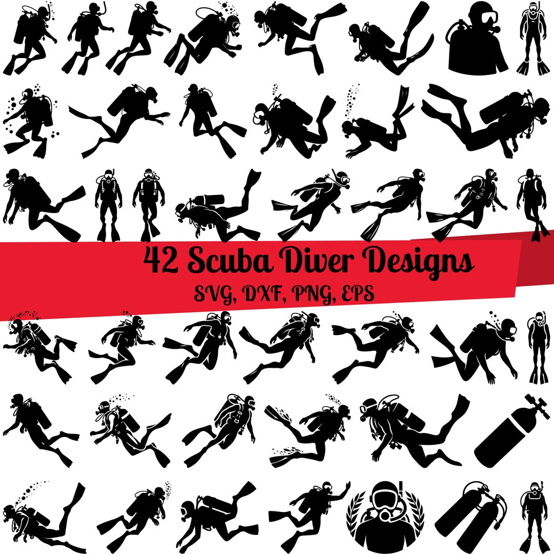 42 Scuba Diver SVG Bundle, Scuba Diving Svg, Scuba Diver Dxf, Scuba