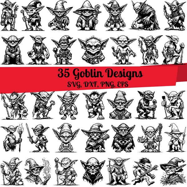 35 Goblin SVG Bundle, Goblin dxf, Goblin png, Goblin vector, Goblin outline, Goblin clipart, Goblin Graphics, Goblin Art, Goblin line art