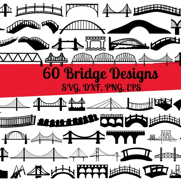 60 Bridge SVG Bundle, Bridge dxf, Bridge png, Bridge eps, Bridge Clipart, Bridge Vektor, Bridge Plotterdatei, Art Bridge svg, Building Bridge svg