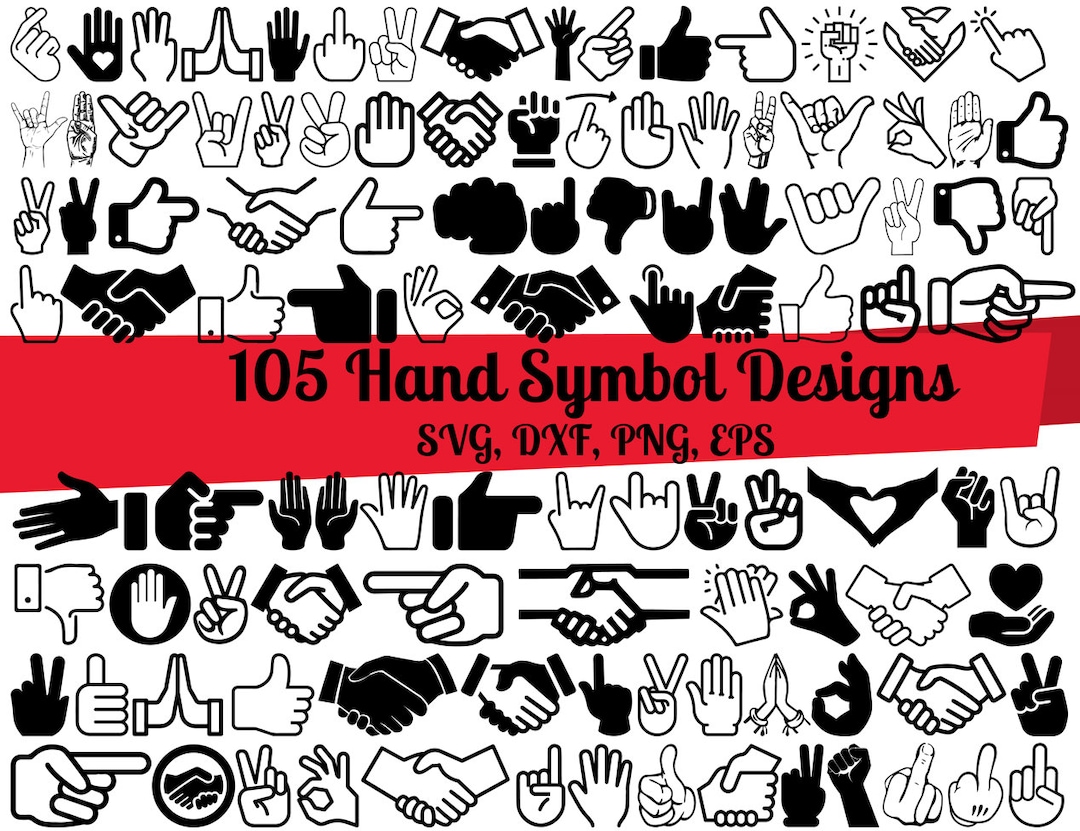 105 Hand Symbol SVG Bundle, Hand Sign Svg, Hand Symbol Dxf, Hand Symbol ...