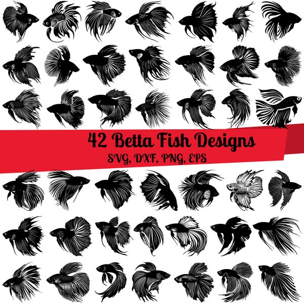 42 Betta Fish SVG Bundle, Betta Fish dxf, Betta Fish png, Betta Fish vector, Betta Fish outline, Betta Fish clipart, Fighting Fish svg