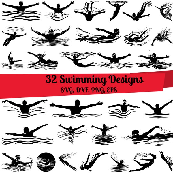 32 Swimming SVG Bundle, Swimming dxf, Swimming png, Swimming vector, Swimming clipart, Swimming design, Swim svg,Swimming art,Swimming print