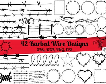 42 Barbed Wire SVG Bundle, Barbed Wire Frame svg, Barbed Wire dxf, Barbed Wire png,Barbed Wire eps,Barbed Wire vector,Barbed Wire Border svg