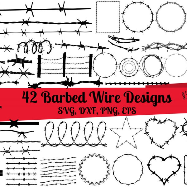 42 Barbed Wire SVG Bundle, Barbed Wire Frame svg, Barbed Wire dxf, Barbed Wire png,Barbed Wire eps,Barbed Wire vector,Barbed Wire Border svg