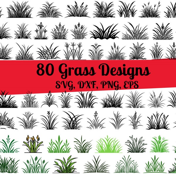 80 Grass SVG Bundle, Grass field svg, Grass dxf, Grass png, Grass eps, Grass vector, Grass cut files, Landscape Design, Wild grass svg