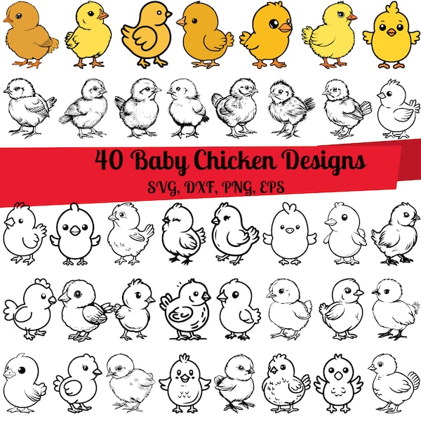 40 Baby Chicken SVG Bundle, Chick svg, Baby Chicken dxf, Baby Chicken png, Baby Chicken vector, Baby Chicken outline, Baby Chicks svg