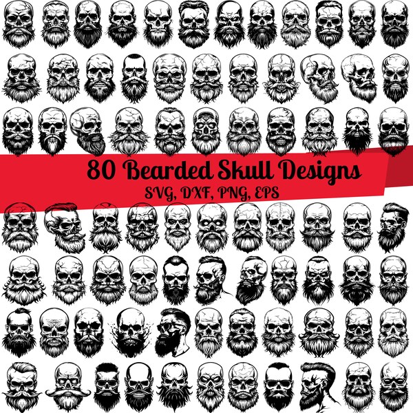 80 Bearded Skull SVG Bundle, Bearded Skull dxf, Bearded Skull png, Bearded Skull vector, Bearded Skull outline, Bearded Skull clipart