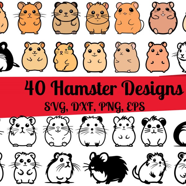 40 Hamster SVG Bundle, Hamster dxf, Hamster png, Hamster eps, Hamster vector, Hamster design, Cute Hamster svg, Hamster logo svg
