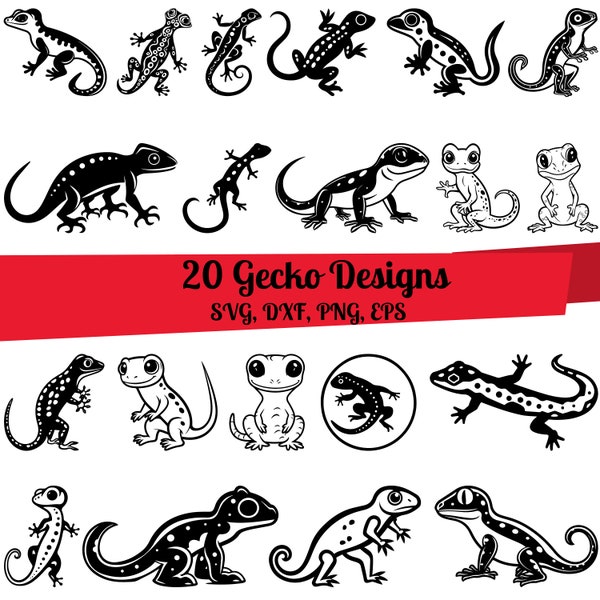 20 Gecko SVG Bundle, Gecko Lizard svg, Gecko Face svg, Leopard Gecko svg,Gecko dxf, Gecko png, Gecko eps, Gecko vector, Gecko cut files
