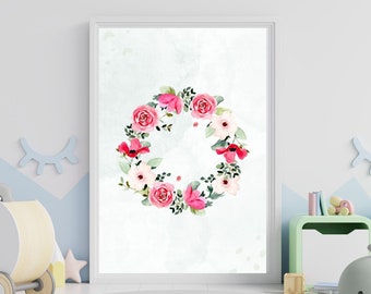 Roses Wreath Crown 'Instant Download Digital Wall Art'