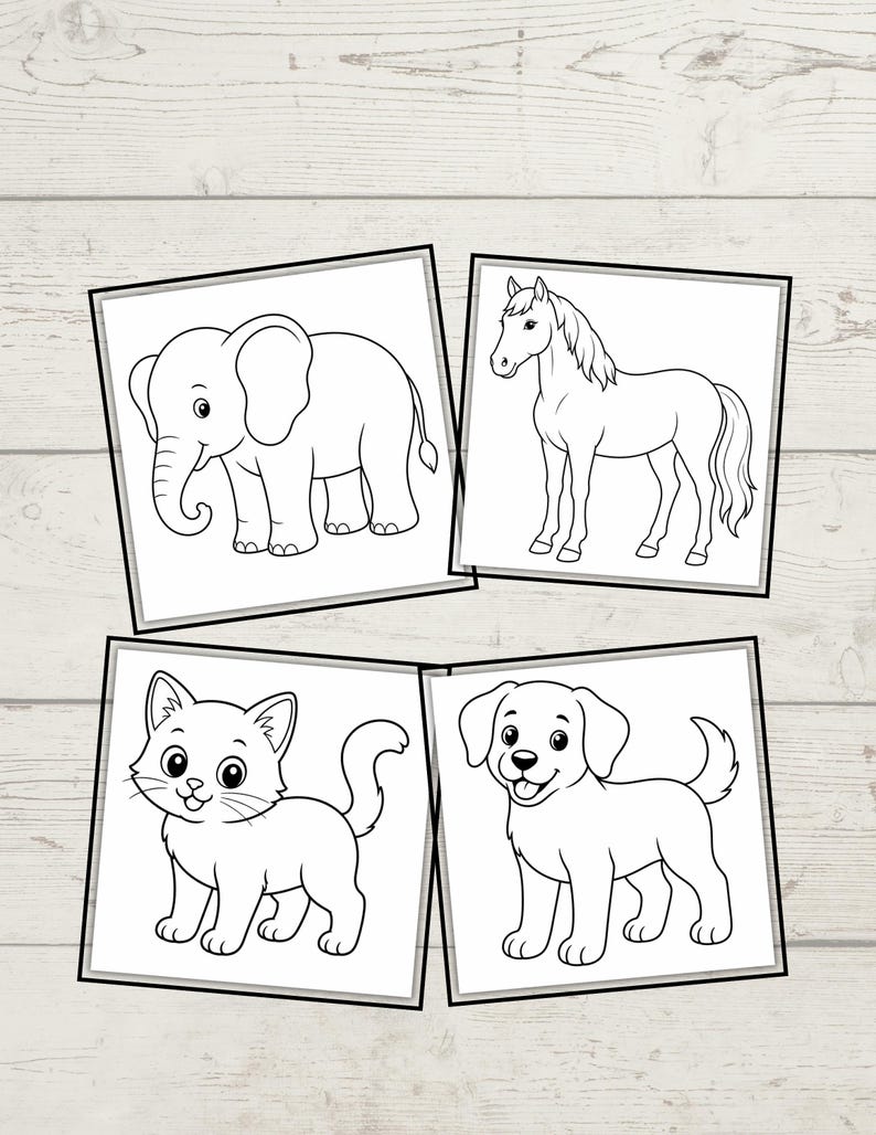 10 Animal Coloring Pages for Kids | Printable Book A4 & US Letter PDF ...