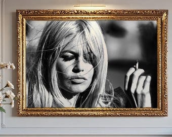 Brigitte Bardot, cigar poster, Hollywood poster Print, Black & White Photography, Dorm Wall Art  (Digital Download) Popular now