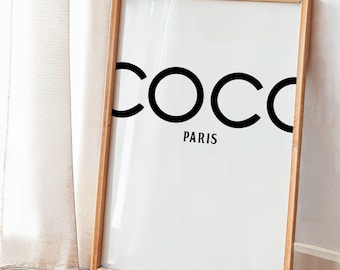 Coco Paris modecitattryck, lyxig väggkonst, minimalistisk vintageväggkonst (digital nedladdning)