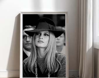 Brigitte Bardot Black and White Wall Art, Hollywood Actress posters, Fashion Photography,, (Digital Download)