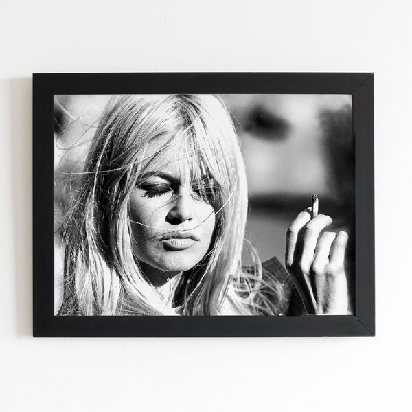 Vintage Brigitte Bardot with cigar wall art in A2 size poster, Black & white classic, women aesthetic wallpaper 2023, for gift, Girl Swag