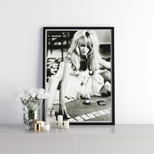 Vintage Brigitte Bardot with cigar wall art in A4/ A3 size, Black & white classic, cute, women aesthetic wallpaper 2025, for gift, Girl Swag