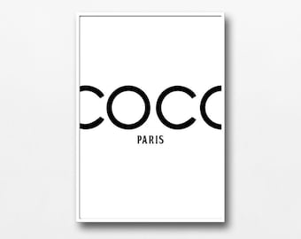 Coco Paris Fashion Quote Print, Minimalist Vintage Wall Art (Digital Download)