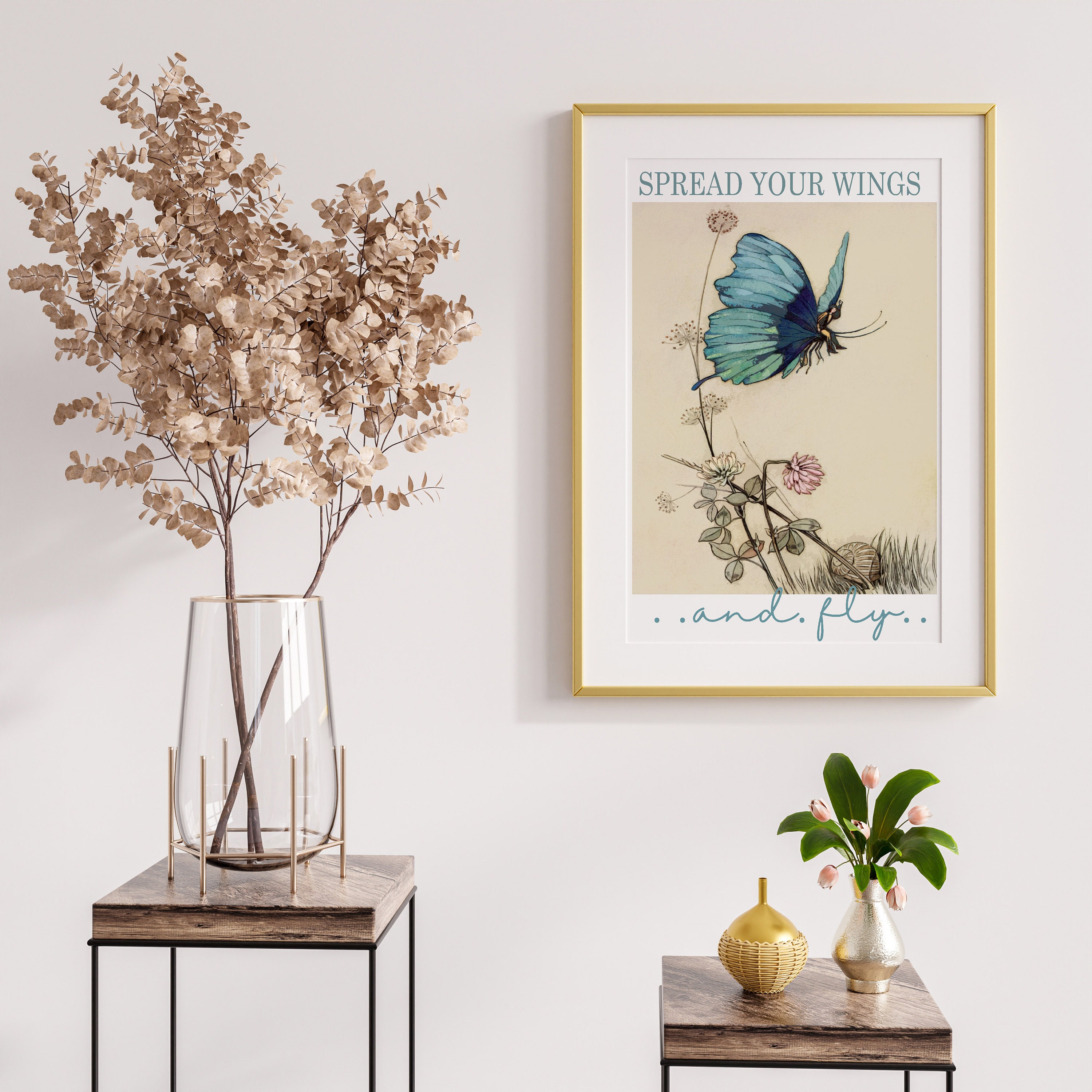 art mural numérique floral vintage 2025, déployez vos ailes et envolez-vous, téléchargement d'impression numérique, impression instantanée, affiche de décoration de salle de galerie, cadeau