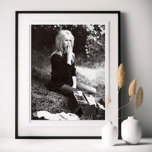 Vintage Brigitte Bardot with cigar wall art in A2, A3, A4 size, Black & white classic, women aesthetic Poster 2025, gift for her, Girl Swag