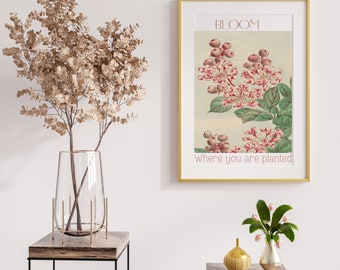 art mural floral vintage 2025, affiche botanique de décoration de chambre, téléchargement d&#39;impressions numériques, art mural imprimable, art mural galerie, affiche botanique