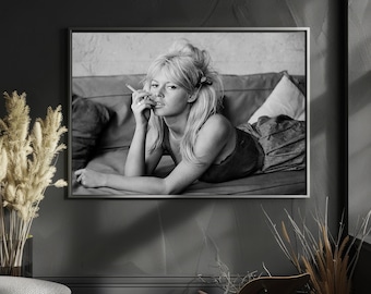 Brigitte Bardot, póster de puros, impresión, póster de Hollywood en blanco y negro, fotografía de la actriz, arte mural vintage, decoración de habitaciones (descarga digital)