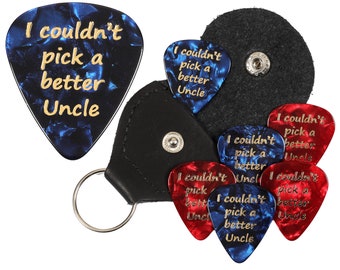 I couldn't pick a better Uncle Guitar Plectrums Available  with Faux Leather Holder or as a Packet - Harmony Picks