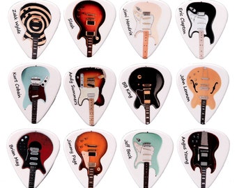 12 Guitar Plectrums featuring Famous Guitars - Harmony Picks