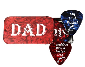 Tin of 12 My Dad Rocks! / I couldn't pick a better Dad Plectrums- Harmony Picks