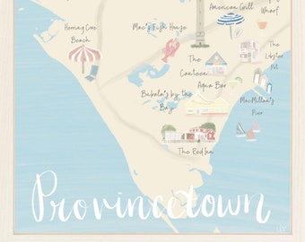 Provincetown Illustrated Map Print | Cape Cod Wall Art | Cape Cod Map | Map Print