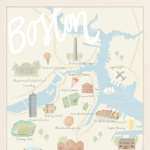 Boston Illustrated Map | Boston Print | Boston Wall Art | Map Print