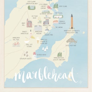 Marblehead Massachusetts Map Print | Illustrated Marblehead Art Print