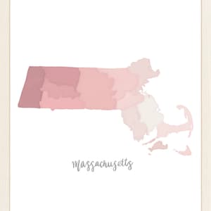 Massachusetts Print | Massachusetts Wall Art | Neutral Wall Art