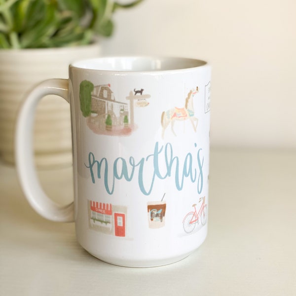 Martha's Vineyard Landmark Mug - 15oz | Martha's Vineyard Map Mug