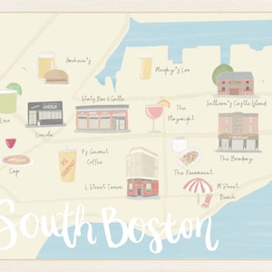 South Boston Illustrated Map Print | Massachusetts Wall Art | Southie Map | Housewarming Gift