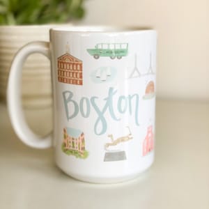Boston Landmark Mug - 15oz | Boston Map Mug