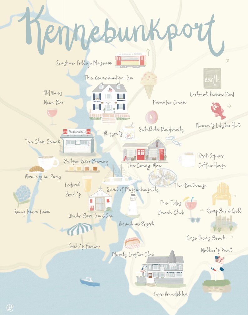 Kennebunkport Map Print Maine Decor Housewarming Gift - Etsy