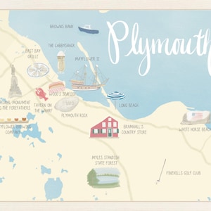 Plymouth Map Print | Plymouth Massachusetts Art