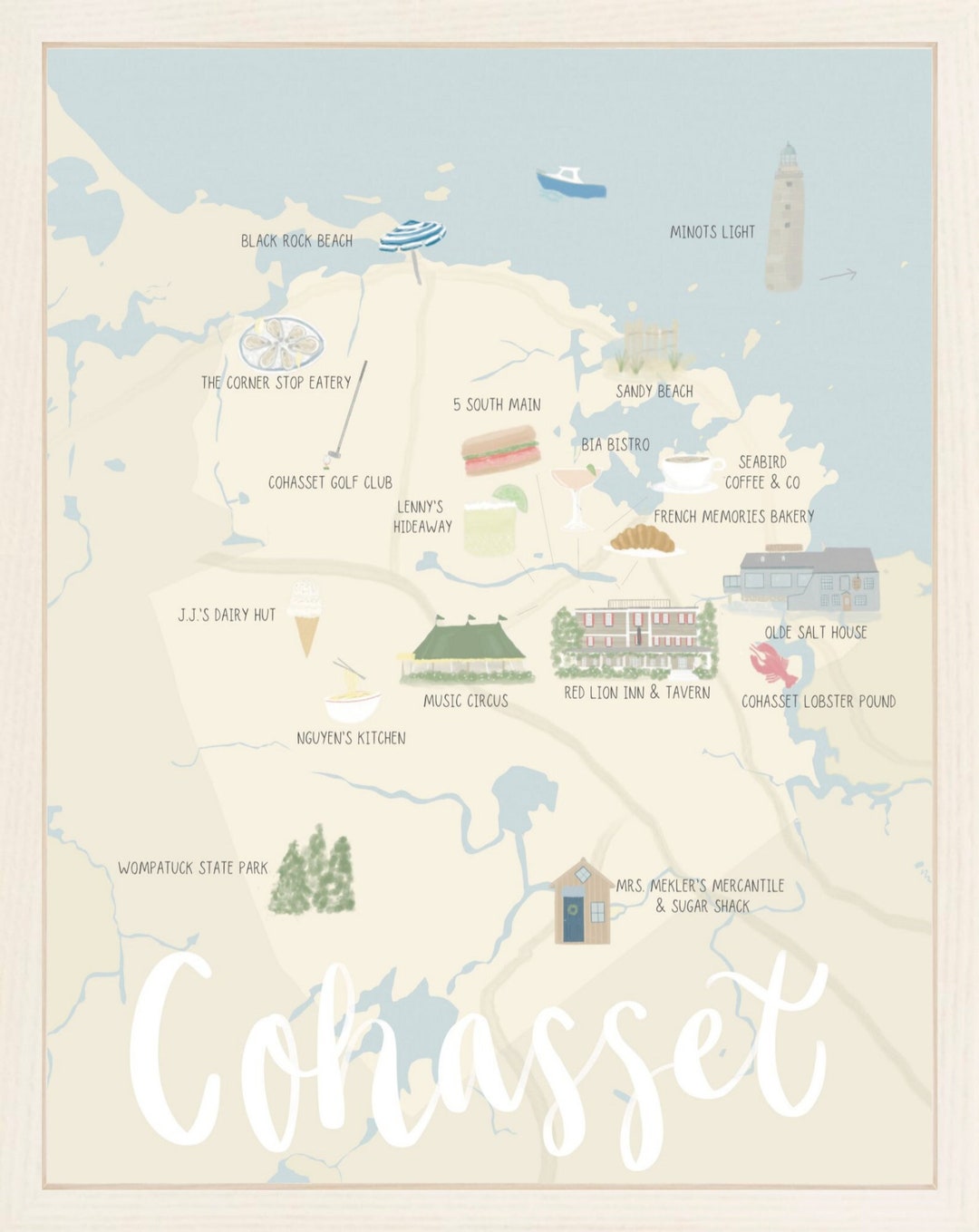 Cohasset Map Print Cohasset Art Etsy