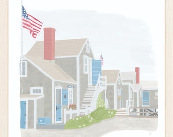 Nantucket Illustrated Print | Nantucket Wall Decor |  Nantucket Art