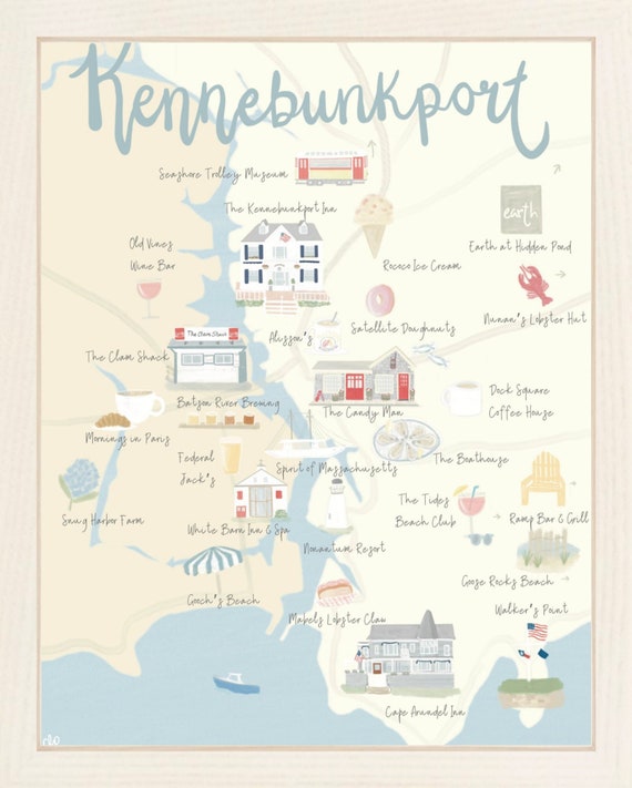 Kennebunkport Map Print | Maine Decor | Housewarming Gift | Wedding Welcome Card