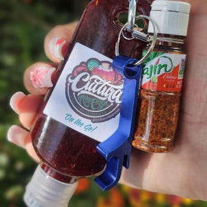 Tajin & Chamoy on the go, Tajin Keychain, Chamoy Keychain, Refillable with Bottle Opener