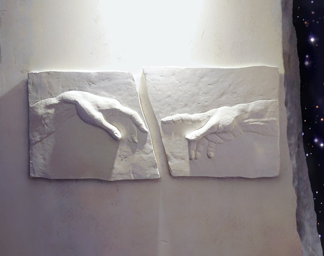 Wall sculpture Plaster wall art White texture Hands of Etsy