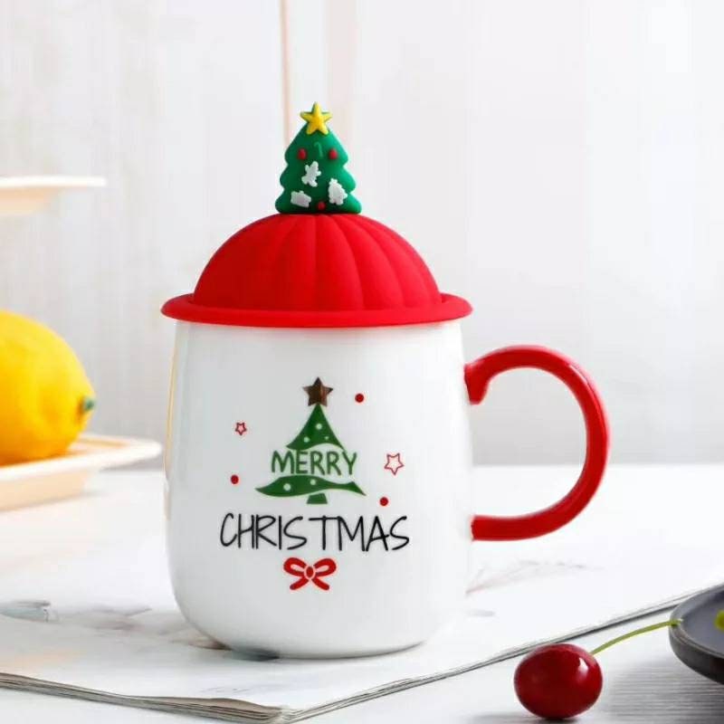 Christmas Mug With Spoon Silicone lid460ml Ceramic Creative  Etsy