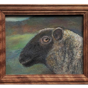 Blackface Sheep Painting: 1/12 Scale Dollhouse Miniature
